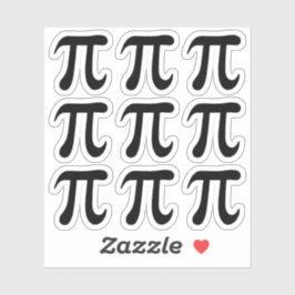 Zwart pi symbool stickers, set van negen sticker
