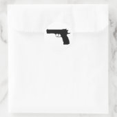 zwart pictogram Pistol Ronde Sticker (Tas)