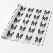 Zwart Piebald Franse Bulldog / Frenchie Patroon Cadeaupapier (Uitgerold)