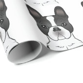 Zwart Piebald Franse Bulldog / Frenchie Patroon Cadeaupapier (Rol Hoek)