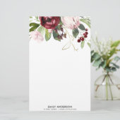 ZWART PINK BURGUNDY PROTEA FLORAL WATERVERF BRIEFPAPIER (Staand voorkant)