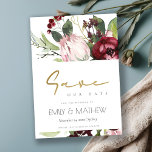 ZWART PINK BURGUNDY PROTEA FLORAL WATERVERF SAVE THE DATE<br><div class="desc">Als u nog meer aanpassingen nodig hebt,  kunt u mij op yellowfebstudio@gmail.com</div>