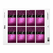 ZWART PINK FUCHSIA PAARS AMETHYST DAMASKMONOGRAM ETIKET (Full Sheet)