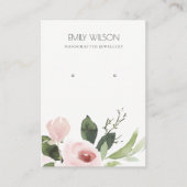 ZWART PINK PEONY FLORAL WATERVERF EARING DISPLAY VISITEKAARTJE (Voorkant)