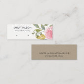 ZWART PINK PEONY FLORAL WATERVERF EARRING DISPLAY MINI VISITEKAARTJE (Voorkant / Achterkant)