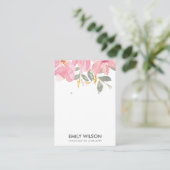 ZWART PINK PEONY FLORAL WATERVERF EARRING DISPLAY VISITEKAARTJE (Staand voorkant)