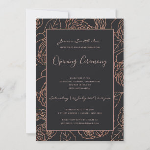 ZWART PINK ROSE GOLD BLACK FLORAL OPENING CEREMONY KAART