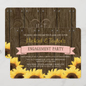 ZWART PINK RUSTIC SUNFLOWER ENGAGTY KAART (Voorkant / Achterkant)