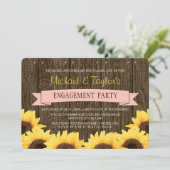 ZWART PINK RUSTIC SUNFLOWER ENGAGTY KAART (Staand voorkant)