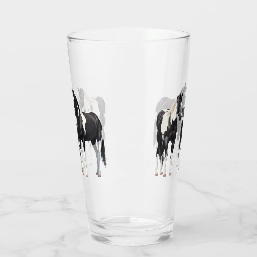 Zwart Pinto Paint Quarter Paarden Glas (Links)