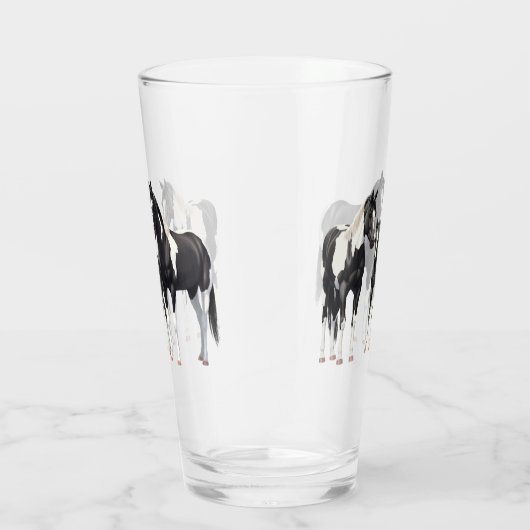 Zwart Pinto Paint Quarter Paarden Glas (Rechts)