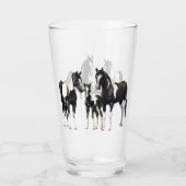 Zwart Pinto Paint Quarter Paarden Glas (Voorkant)