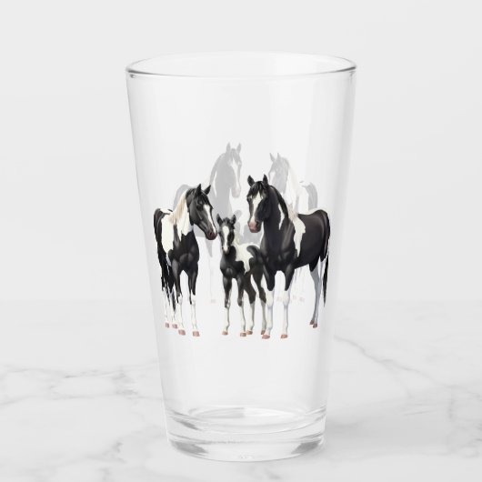 Zwart Pinto Paint Quarter Paarden Glas (Voorkant)
