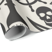 Zwart piraatthema Nautisch patroon Cadeaupapier (Rol Hoek)
