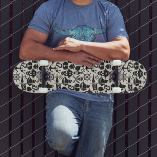 Zwart piraatthema Nautisch patroon Persoonlijk Skateboard