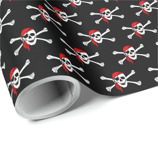 Zwart Pirate schedel Crossbones Verpakkingspapier Cadeaupapier (Rol Hoek)