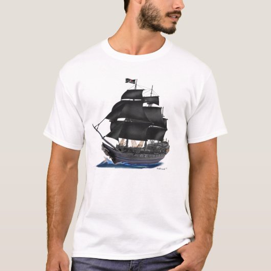 ZWART PIRATENSCHIP T-SHIRT (Voorkant)