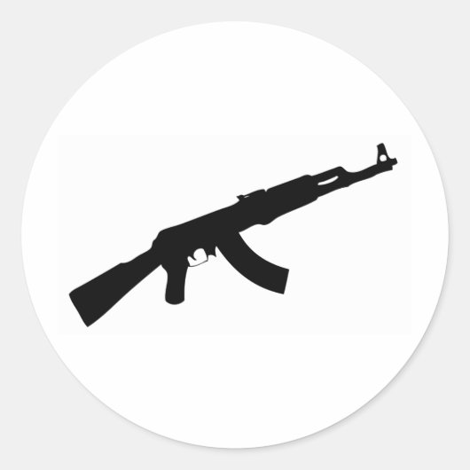 zwart pistool ak 47 pictogram ronde sticker (Voorkant)