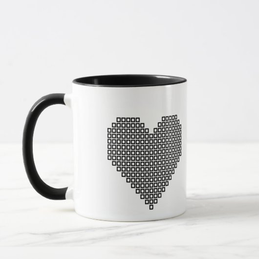 Zwart pixelhart mok (Links)