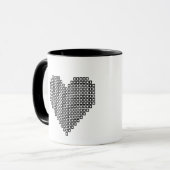 Zwart pixelhart mok (Voorkant links)