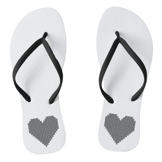 Zwart pixelhart teenslippers (Voetbed)