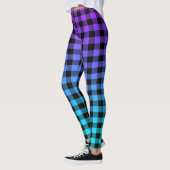 Zwart plaid op turkoois & paarse ombre leggings (Links)