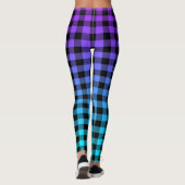 Zwart plaid op turkoois & paarse ombre leggings (Achterkant)