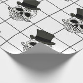 Zwart Plaid, Skulls, Top Hat Cadeaupapier (Hoek)