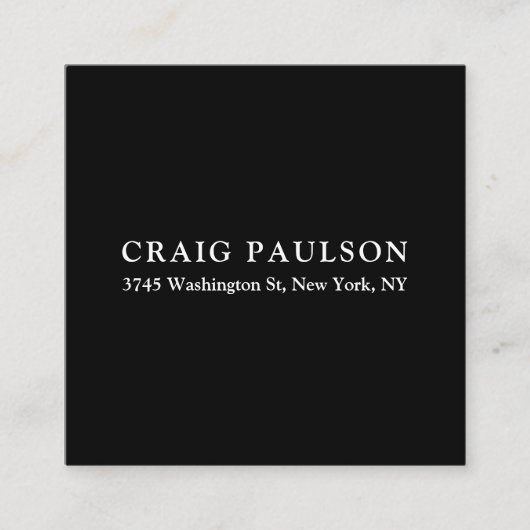 Zwart Plain Minimalistisch Elegant Klassiek Ontwer Informatiekaartje (Voorkant)