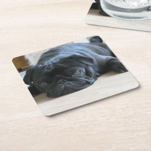 zwart plat kartonnen onderzetters (Schuin)