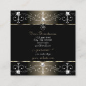 zwart platina Ornamenten Initialen Vierkante Visitekaartje (Achterkant)