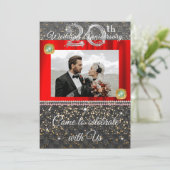 Zwart, Platinum en Parells 20ste Jubileum voor bru Kaart (Staand voorkant)