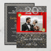 Zwart, Platinum en Parells 20ste Jubileum voor bru Kaart (Voorkant / Achterkant)