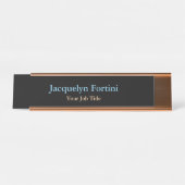 Zwart platte legant modern minimalistisch bureau naambordje (Voorkant)