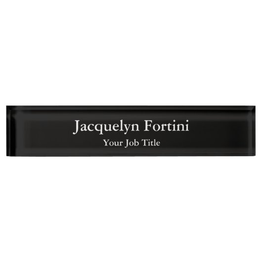 Zwart platte legant modern minimalistisch naambordje (Voorkant)