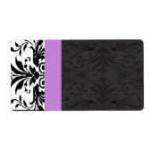 Zwart & Plum Damask Adresetiketten - Etiket (Voorkant)