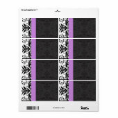 Zwart & Plum Damask Adresetiketten - Etiket (Full Sheet)