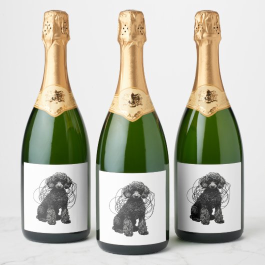 Zwart poedel premium T-shirt Sparkling Wijnetiket (Flessen)