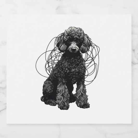 Zwart poedel premium T-shirt Sparkling Wijnetiket (Enkel label)