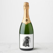 Zwart poedel premium T-shirt Sparkling Wijnetiket (Voorkant)