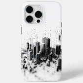 Zwart pointillisme monochromatische stadsarchitect Case-Mate iPhone case (Achterkant)