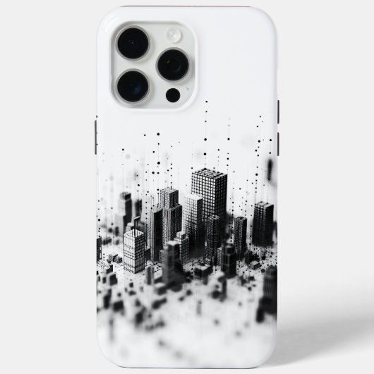 Zwart pointillisme monochromatische stadsarchitect Case-Mate iPhone case (Achterkant)