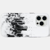 Zwart pointillisme monochromatische stadsarchitect Case-Mate iPhone case (Achterkant (horizontaal))