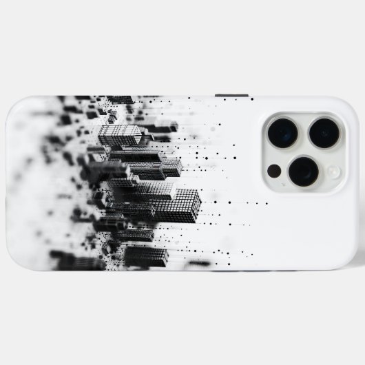 Zwart pointillisme monochromatische stadsarchitect Case-Mate iPhone case (Achterkant (horizontaal))