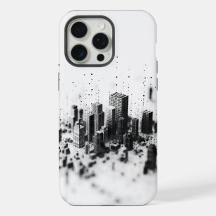 Zwart pointillisme monochromatische stadsarchitect iPhone 15 pro max case