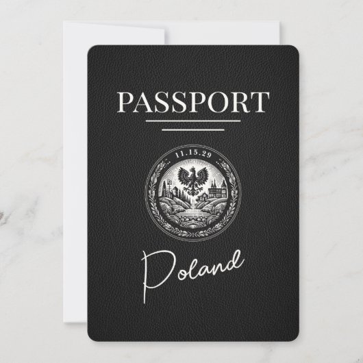 Zwart Polen paspoort Bewaar de datum Save The Date (Voorkant)