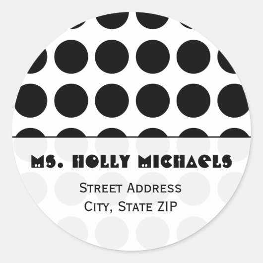 Zwart Polka Dot Adres Label Sticker (Voorkant)