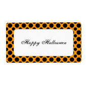 Zwart Polka Dot Custom Halloween Label (Voorkant)