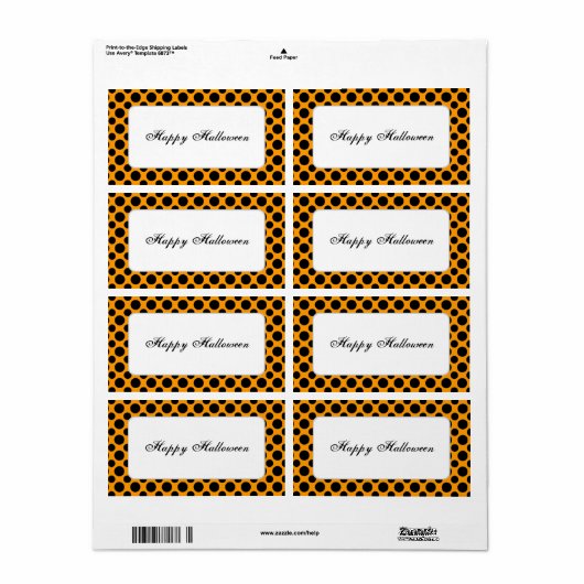 Zwart Polka Dot Custom Halloween Label (Full Sheet)