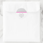 Zwart Polka Dot & Roze Trim Adres Stickers (Tas)